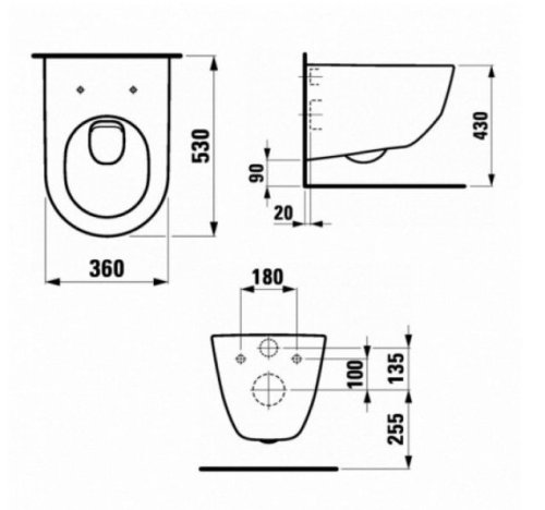 Подвесной унитаз Laufen PRO Rimless H8619570000001R