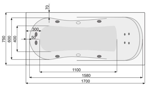 Ванна PoolSpa Muza 170x75 PWPH310ZN000000 + ножки