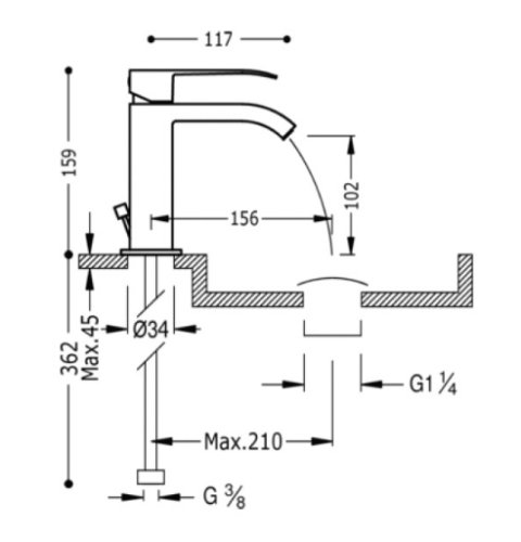Смеситель для умывальника Tres Cuadro 00610101D