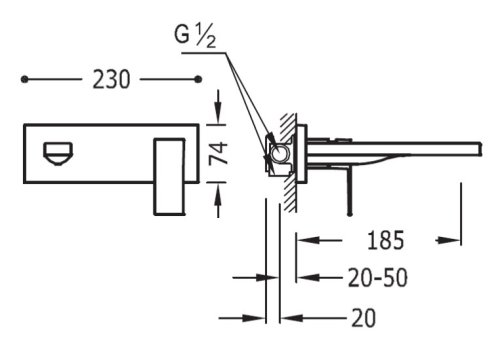 Змішувач прихованого монтажу Tres Cuadro 620003