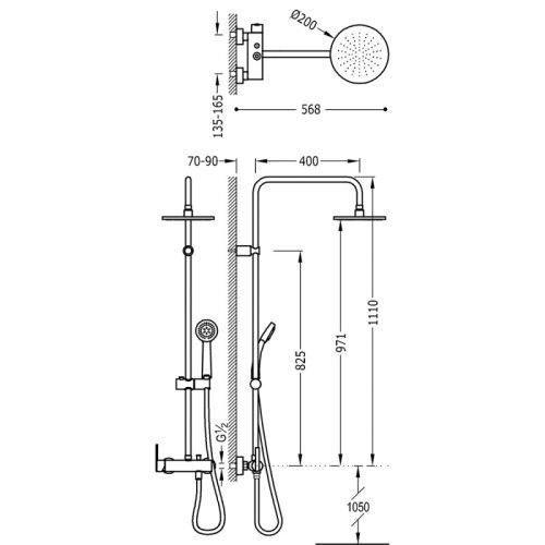 Душевая система Tres Lex 081538/081192
