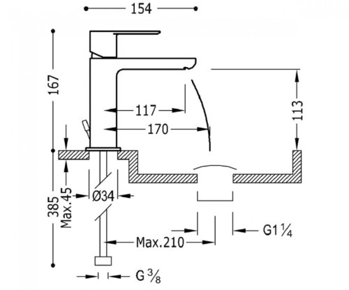 Смеситель для умывальника Tres Loft 20010101D