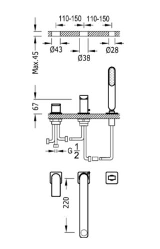 Змішувач для ванни Tres Loft 20016201