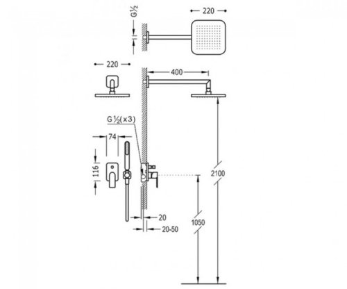 Душевая система Tres Loft 20018007