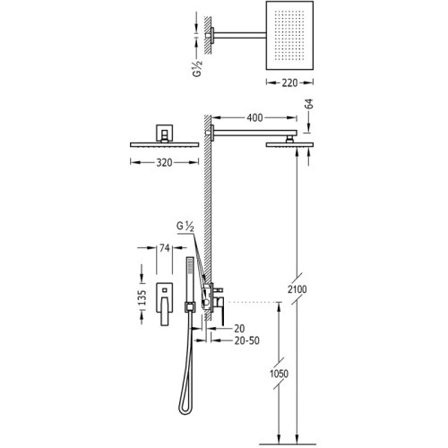 Душевая система Tres Slim 20218006NM