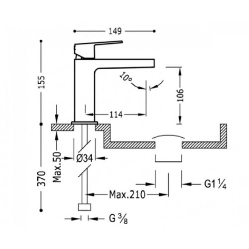 Смеситель для умывальника Tres Project 21110301D