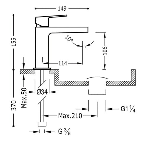 Смеситель для умывальника Tres Project 21110301NMD