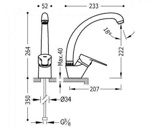 Смеситель для кухни Tres Base 21544101