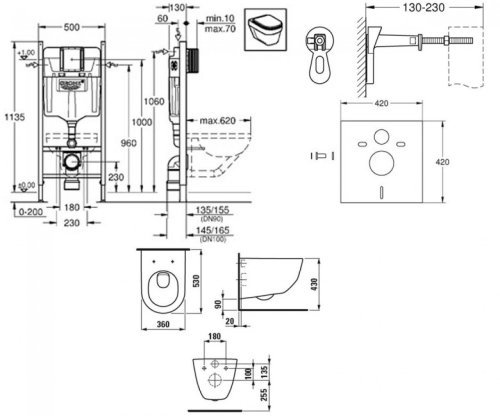 Набір інсталяція GROHE Rapid SL з унітазом Laufen Pro 3884LP86195
