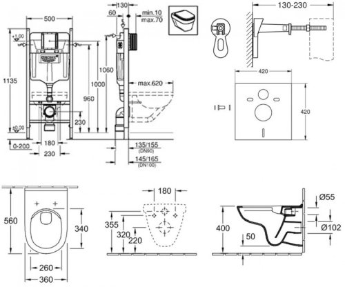 Набор инсталляция GROHE Rapid SL с унитазом Villeroy&Boch O.Novo 3884V5660HR