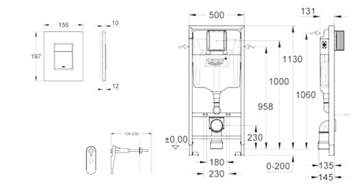 Инсталляция GROHE Rapid SL 3 в 1 с унитазом Volle Fiesta Rim