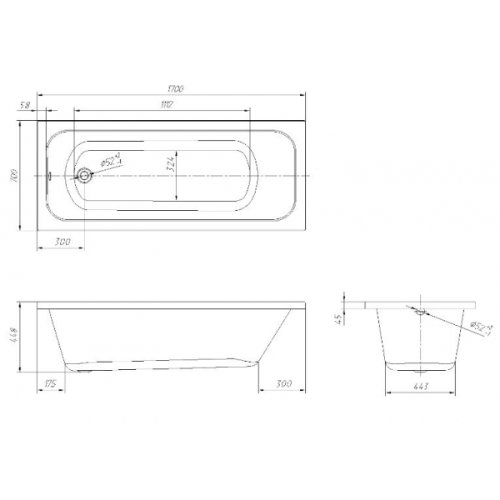 Ванна Volle Altea 170*70*44,8см с набором смесителей Rozzy Jenori