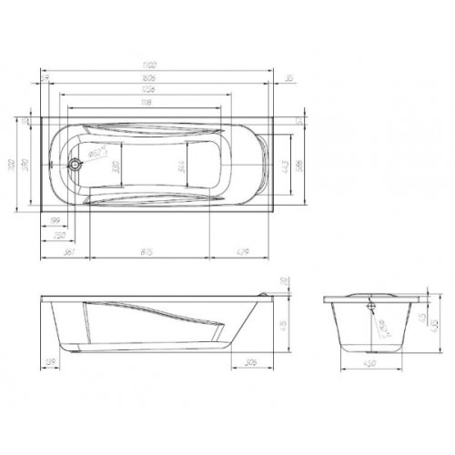 Ванна Volle Fiesta 170*70*43,5см с набором смесителей Rozzy Jenori