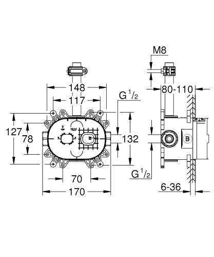 Встраиваемый блок для набора верхнего душа GROHE Rainshower 26264001