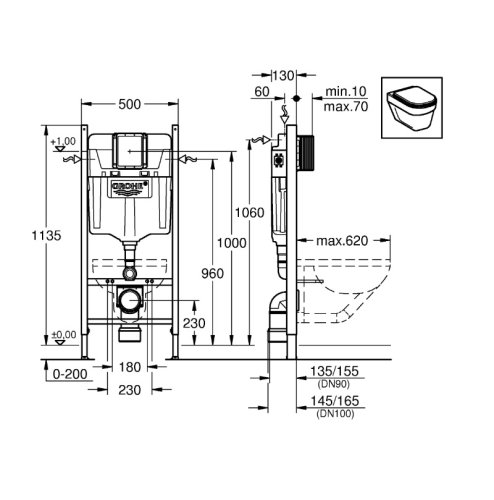 Набор инсталляция GROHE Rapid SL + Набор гигиенического душа + Держатель туалетной бумаги 442022