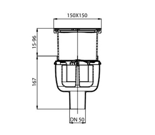 Трап ACO EasyFlow 150х150мм 2500.55.77