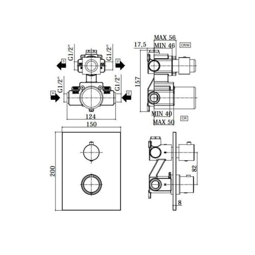 Смеситель скрытого монтажа Paffoni Light LIQ 518 NO/M