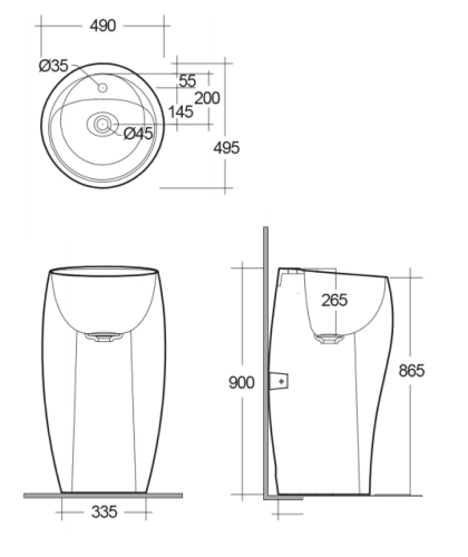Умывальник RAK Ceramics Cloud CLOFS5001AWHA