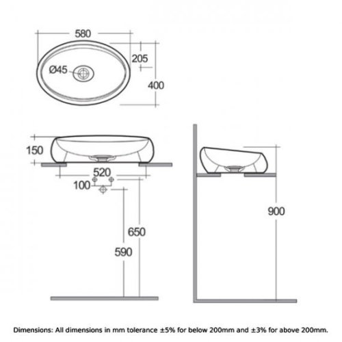 Умывальник RAK Ceramics Cloud CLOCT6000AWHA