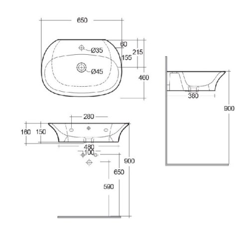 Умывальник RAK Ceramics Sensation SENWB6501AWHA