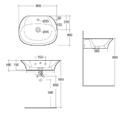 Умывальник RAK Ceramics Sensation SENWB6001AWHA