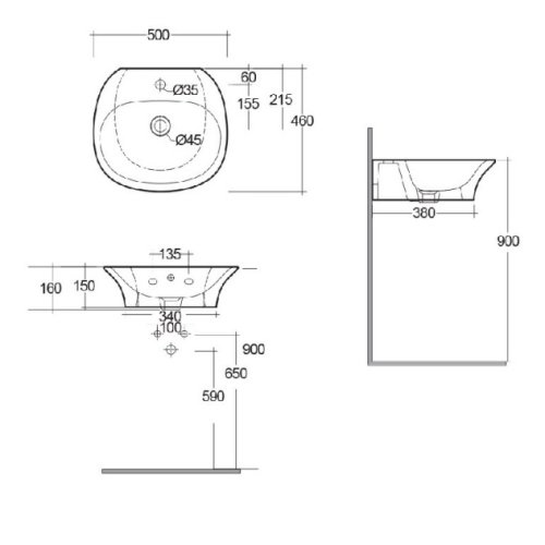 Умывальник RAK Ceramics Sensation SENWB5001AWHA