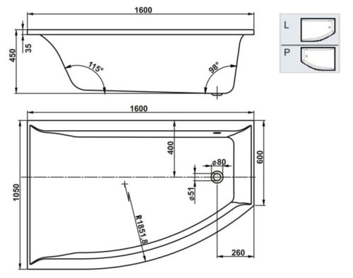 Ванна Vagnerplast Veronela 160x105 R VPBA160VEA3PX-01 + ножки
