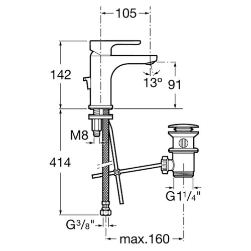 Смеситель для умывальника Roca L20 A5A3I09C00