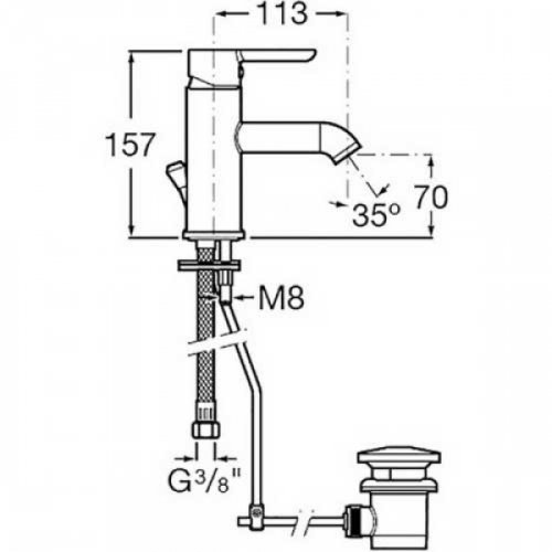 Змішувач для умивальника Roca Carelia A5A308AC0K
