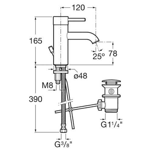 Смеситель для умывальника Roca Lanta A5A3011C00