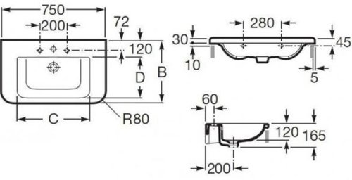 Умывальник Roca Cala 75 A327424000