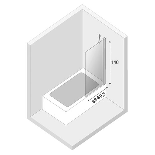 Шторка для ванны New Trendy New Soleo 90 P-0032