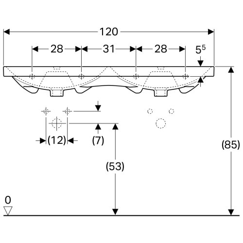 Умывальник Geberit Acanto 120 500.627.01.2