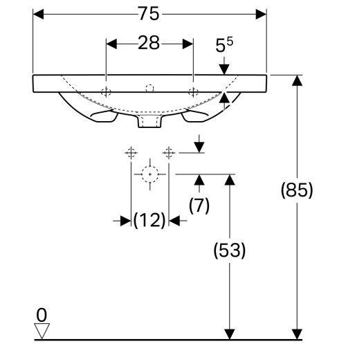 Умывальник Geberit Acanto 75 500.622.01.2