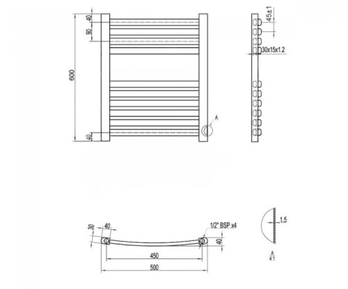 Рушникосушарка Q-tap Dias (WHI) P10 600x500 HY (QTDIASWHIP12600500HY)