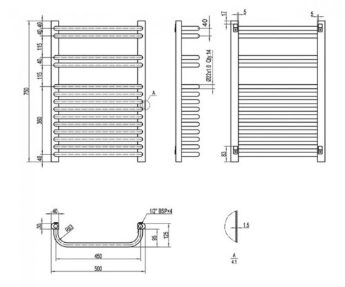 Рушникосушарка Q-tap Glory (WHI) P14 750x500 HY (QTGLORYWHIP14750500HY)