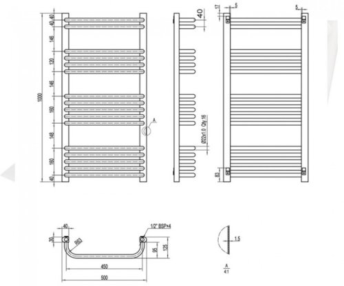 Рушникосушарка Q-tap Glory (WHI) P16 1000x500 HY (QTGLORYWHIP161000500HY)