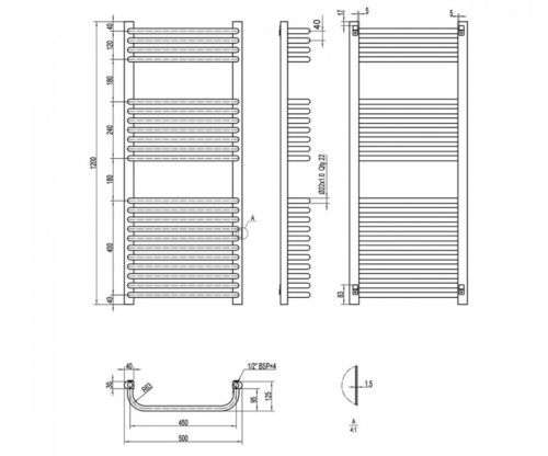 Полотенцесушитель Q-tap Glory (WHI) P22 1200x500 HY (QTGLORYWHIP221200500HY)