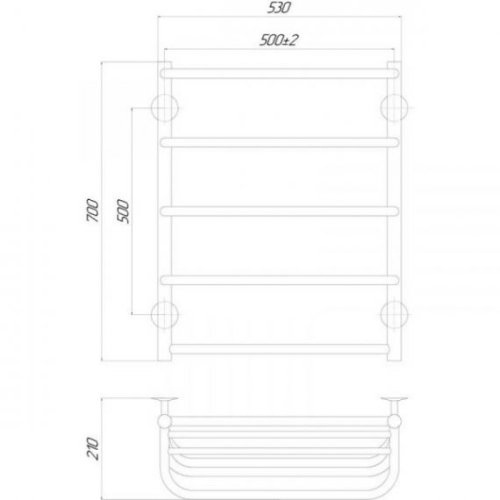 Полотенцесушитель Q-tap Standard shelf P5 500x700 (QTSTNDCRMP5500700SH)