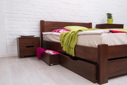 Ліжко полуторне МІКС-меблі Айріс з ящиками 140x200 темний горіх