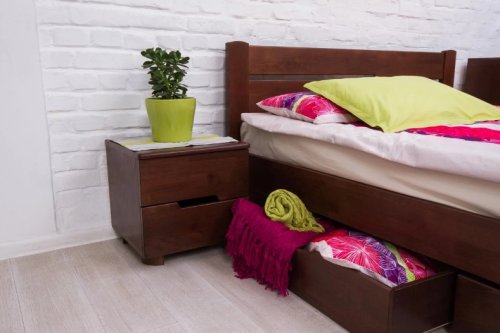 Ліжко полуторне МІКС-меблі Айріс з ящиками 140x200 темний горіх