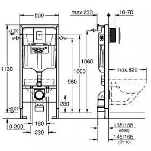 Набор инсталляция с набором гигиенического душа Grohe 38772001+111048