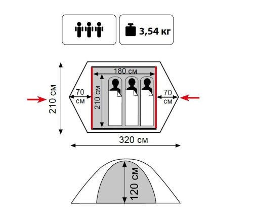 Палатка Tramp Tourist 3 TLT-002