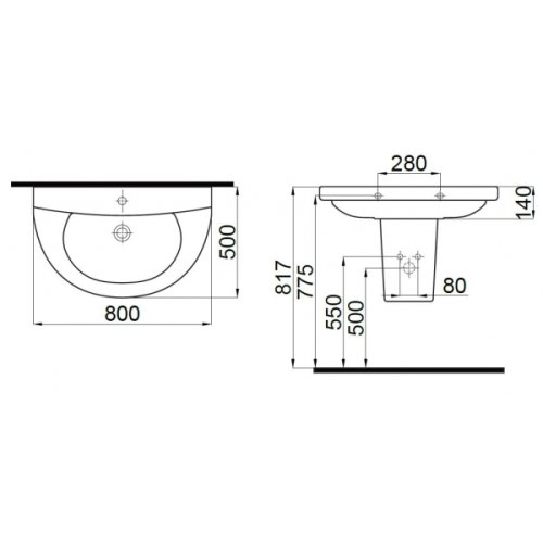 Умывальник Idevit Diva 80 2001-0805