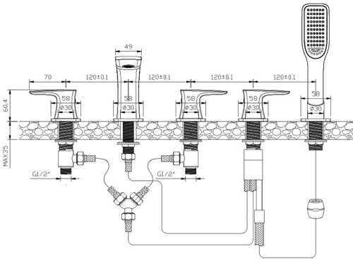 Смеситель для ванной NEWARC Life 981151