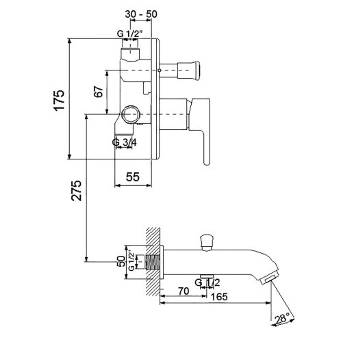 Смеситель скрытого монтажа NEWARC Domino 971131
