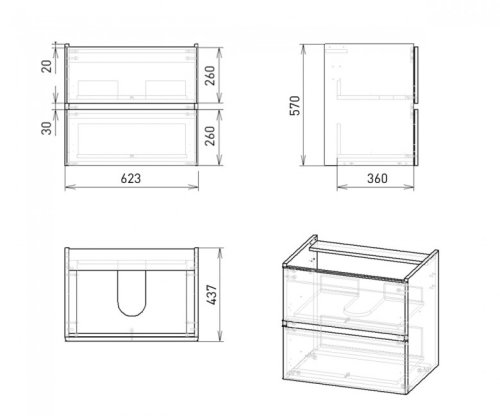 Тумба з умивальником VOLLE Oliva 65 15-45-61