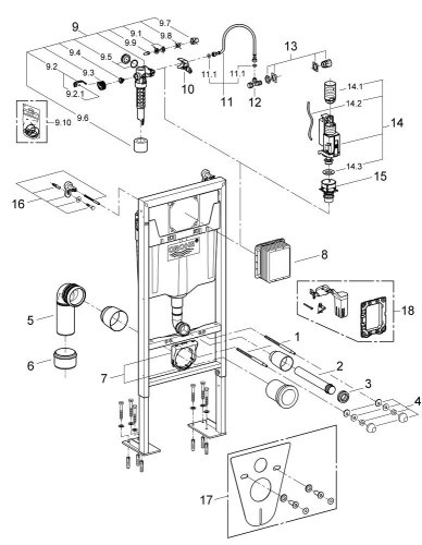 Набор инсталляция Grohe Rapid SL с унитазом Grohe Bau Ceramic 39427CB0