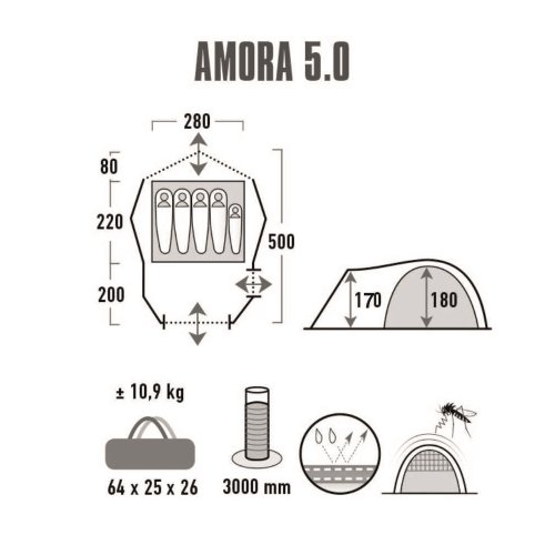 Палатка High Peak Amora 5.0 (Nimbus Grey)
