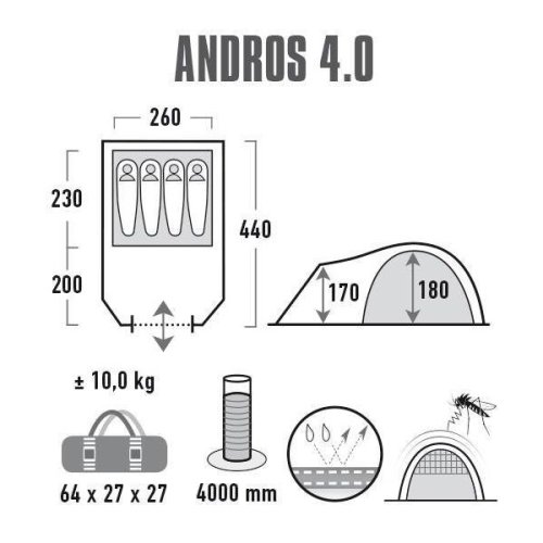 Намет High Peak Andros 4.0 (Dark Grey / Green)